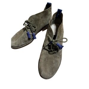 Hush Puppies Cyra Catelyn Olive Green Suede Tassel Chukka Boots Womens 10